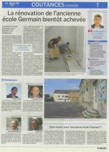 La rénovation de l'ancienne école Germain bientôt achevée - La Manche Libre 20/06/2015, Coutances